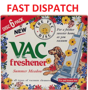 1 x 6 PACK Vac Air Freshner  SUMMER Meadow Vacuum Cleaner Pet Lovers Hoover Disc
