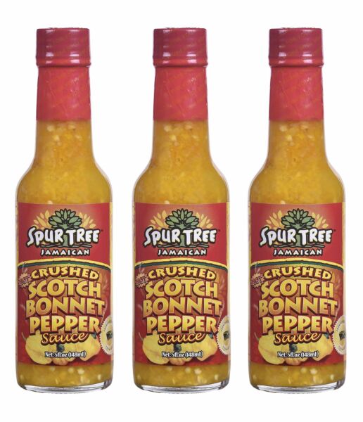 thumbnail 1 - (Pack of 3) Spur Tree Jamaican (Hot) Crushed Scotch Bonnet Pepper Sauce - 148...